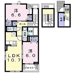 フォートクレジデンス 2LDKの間取図画像