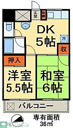 マンション第八松戸 2DKの間取図画像