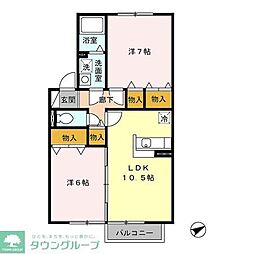 グリーンヒルA 2LDKの間取図画像