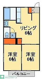 ルミエール・EASTC 2DKの間取図画像