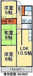 イーストコートエスケイ 3LDKの間取図画像
