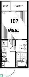 フォセット松戸・上本郷 1Kの間取図画像
