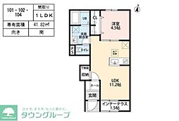 リーブルファイン三郷半田II 1LDKの間取図画像