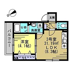MJ松戸 1LDKの間取図画像