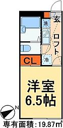 レオパレスティエラ2 1Kの間取図画像