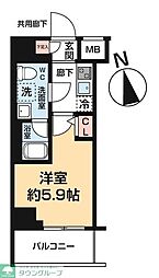ヴァローレ松戸フィーロ 1Kの間取図画像