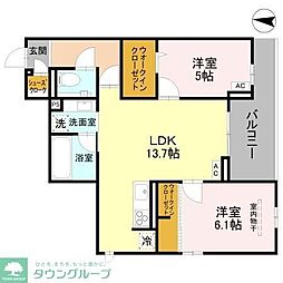 Coco Fleur 1LDKの間取図画像