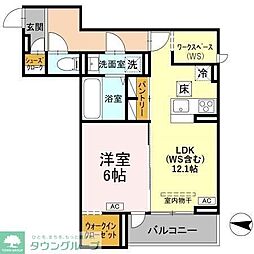ソレイユ・イースト 1LDKの間取図画像
