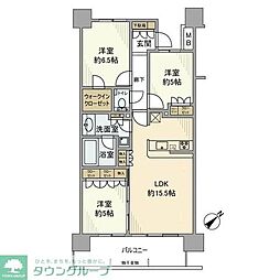 クオン流山おおたかの森 3LDKの間取図画像