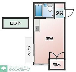 JR八高線 毛呂駅 徒歩3分の賃貸アパート 2階ワンルームの間取り