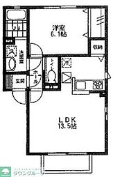 JR川越線 南古谷駅 徒歩8分の賃貸アパート 2階1LDKの間取り