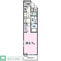 東武東上線 若葉駅 徒歩4分の賃貸アパート 3階1Kの間取り