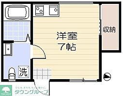 西武新宿線 本川越駅 徒歩12分の賃貸アパート 1階ワンルームの間取り