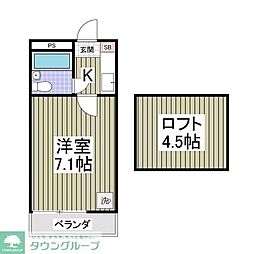 東武東上線 高坂駅 徒歩7分の賃貸アパート 2階1Kの間取り