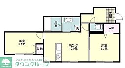 東武東上線 東松山駅 徒歩22分の賃貸アパート 1階2LDKの間取り