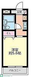 JR川越線 川越駅 徒歩7分の賃貸マンション 2階ワンルームの間取り