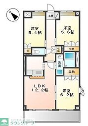 東武東上線 若葉駅 徒歩5分の賃貸マンション 4階3LDKの間取り