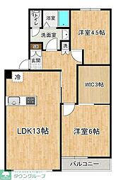 グロースボーネンB棟 2LDKの間取図画像