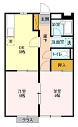 コスモプラザC 2DKの間取図画像