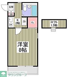 ニッショウハウス3 1Kの間取図画像