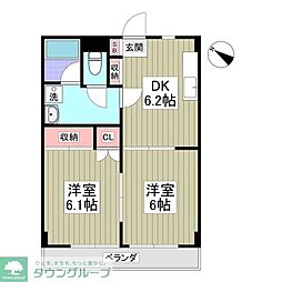 上の台Nスカイ 2DKの間取図画像