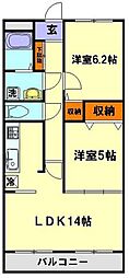 ベートーヴェンふじみ野 2LDKの間取図画像