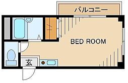 JR中央線 国分寺駅 徒歩4分の賃貸マンション 3階ワンルームの間取り