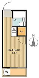 西武拝島線 小川駅 徒歩15分の賃貸アパート 1階ワンルームの間取り