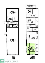 JR中央線 立川駅 徒歩6分の賃貸アパート 2階2DKの間取り