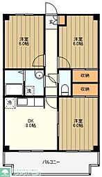 JR青梅線 河辺駅 徒歩13分の賃貸マンション 4階3DKの間取り