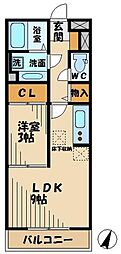京王線 南平駅 徒歩10分の賃貸アパート 1階1LDKの間取り