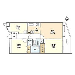 アルス立川 3LDKの間取図画像