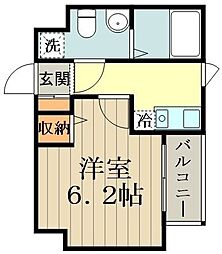 ファーストヒルズ武蔵小金井　Ｂ棟 1階ワンルームの間取り