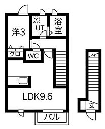 Le Prunier 2階1LDKの間取り