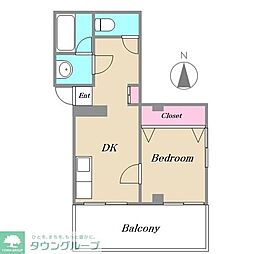 JR中央線 武蔵境駅 徒歩4分の賃貸マンション 5階1DKの間取り