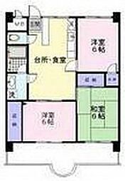 プレイリーハイムII 2階3DKの間取り