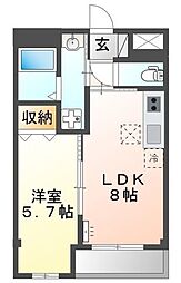 西武拝島線 玉川上水駅 徒歩2分の賃貸マンション 3階1LDKの間取り