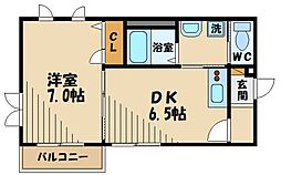 京王線 府中駅 徒歩9分の賃貸マンション 3階1DKの間取り