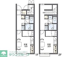 JR武蔵野線 新小平駅 徒歩11分の賃貸アパート 2階1Kの間取り