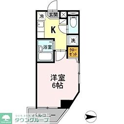 JR中央線 東小金井駅 徒歩2分の賃貸マンション 4階1Kの間取り