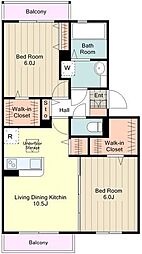 ボナール・K 2LDKの間取図画像