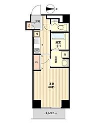 アンビックスつつじヶ丘A棟 1Kの間取図画像