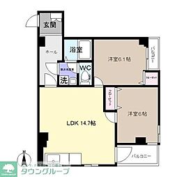 エッグ・ビル 2DKの間取図画像