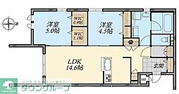 国分寺市東恋ヶ窪6丁目マンション 2LDKの間取図画像