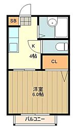グレートハイム国立 1Kの間取図画像