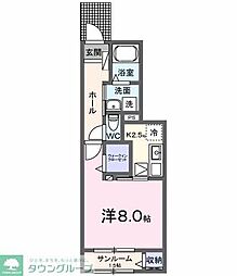 アヴニール 1Kの間取図画像