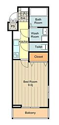 シャトーライフ立川1 1Kの間取図画像