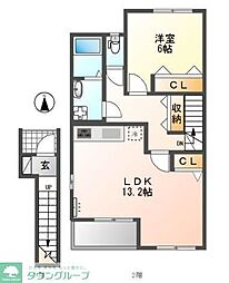 マンダリーヌ 1LDKの間取図画像