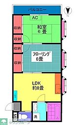 カーサ井上 2DKの間取図画像