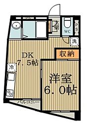 国分寺S.S.マンション 1DKの間取図画像